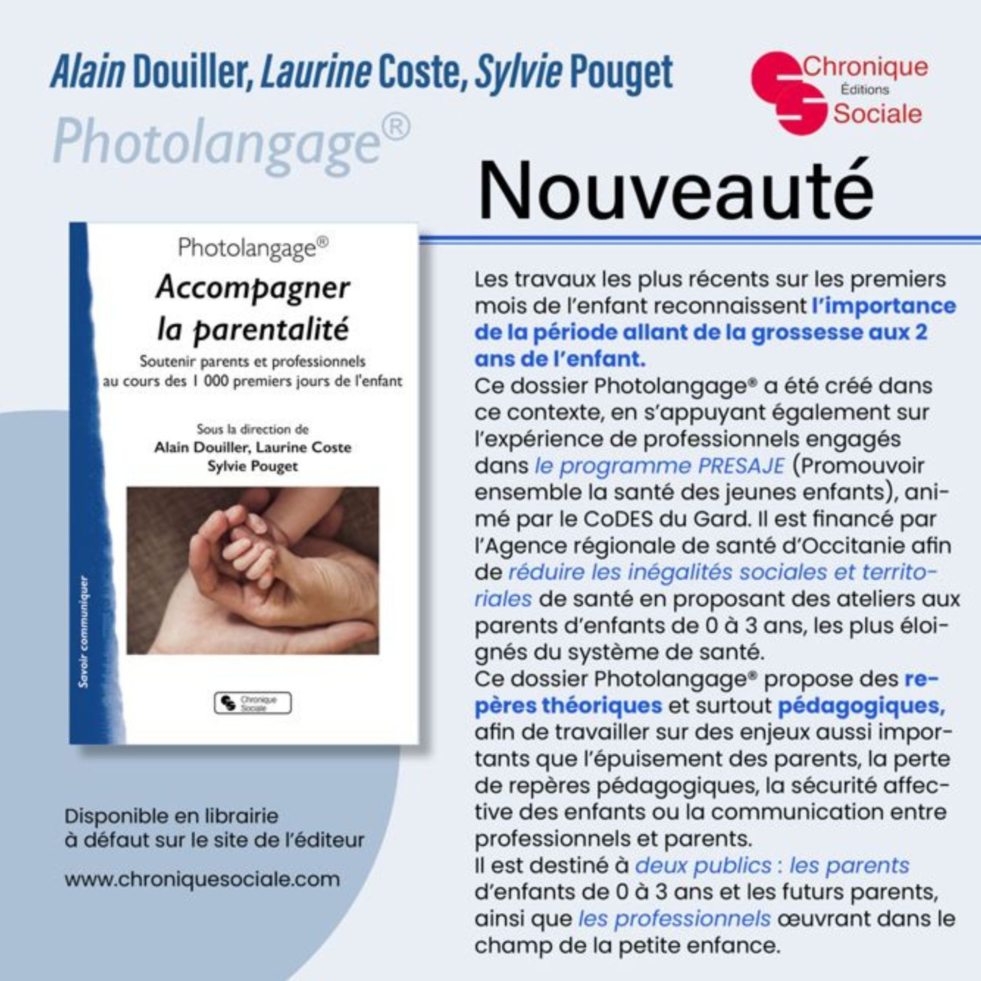 Nouveauté : Photolangage® "Accompagner la parentalité : soutenir parents et professionnels au cours des 1 000 premiers jours"